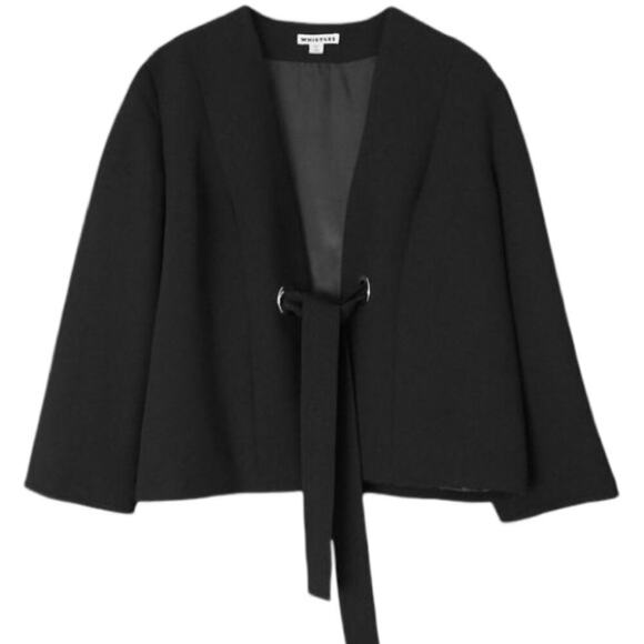 Whistles Tie Front Cocoon Sleeve Jacket Blazer Sz M Black - Picture 4 of 8